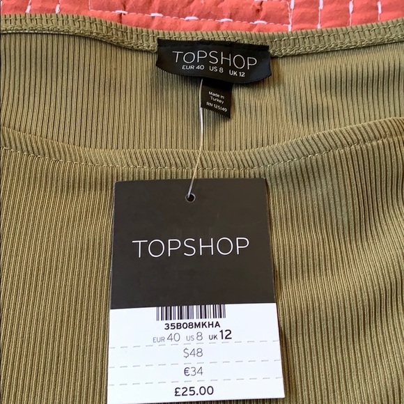 🍸NWT TOPSHOP olive lace up side bodycon dress🍸 - Picture 5 of 6